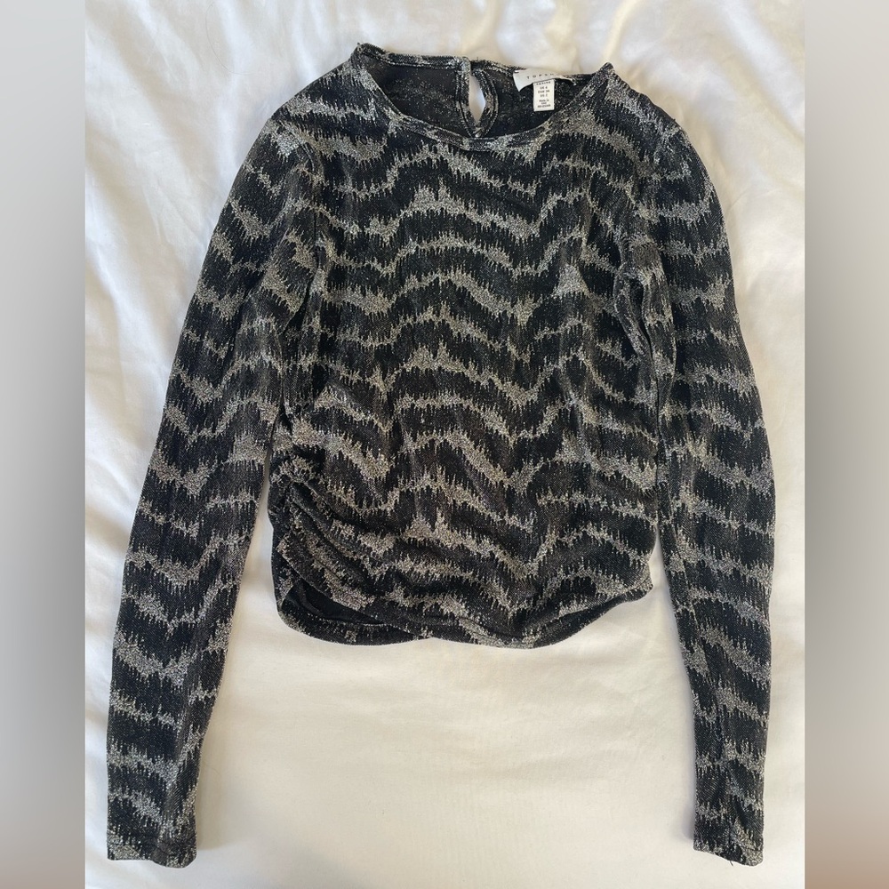 Topshop Semi Sheer Silver Stripe Metallic Top
Size 2